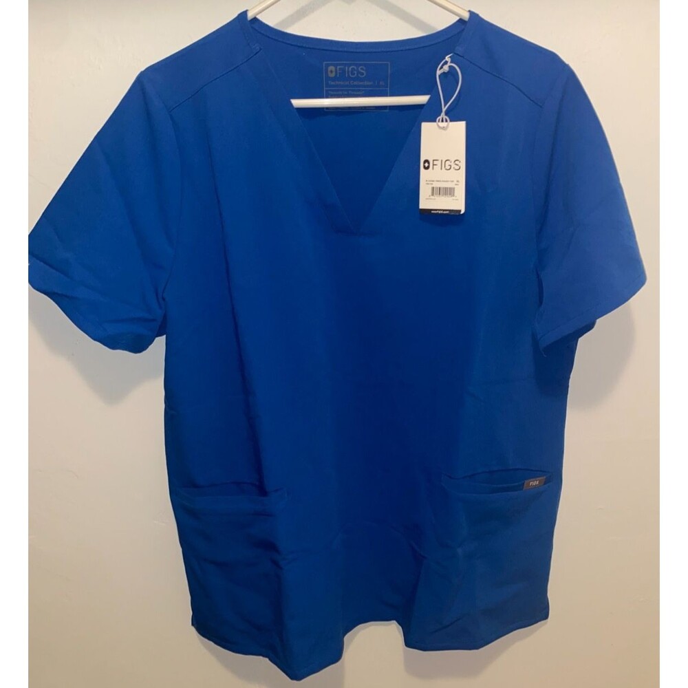 FIGS Casma Three-Pocket Scrub Top Women XL Royal Blue PO# 2444 NWT Nursing